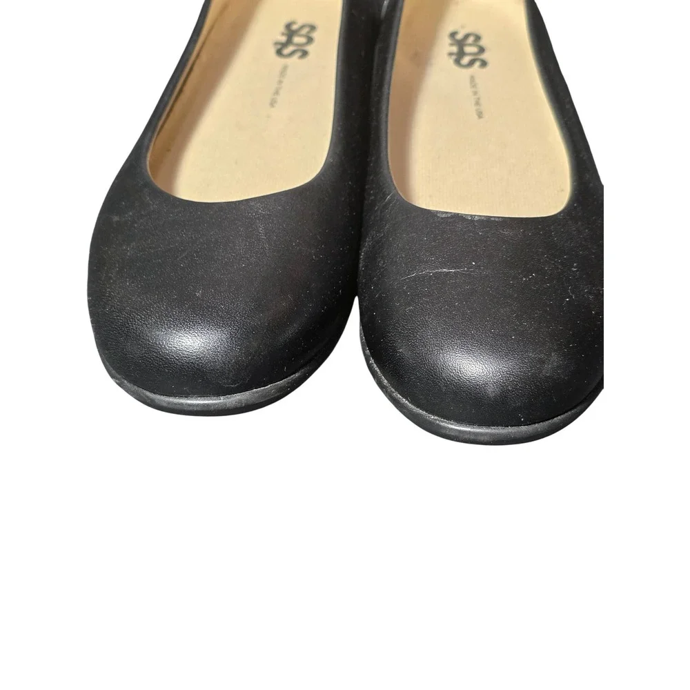 SAS Scenic Black Leather Ballet Flats Womens 6.5 N Narrow‎ Made in USA D7 938857